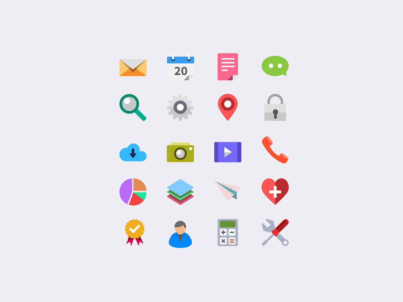 20 Flat Icons PSD Graphicsfuel