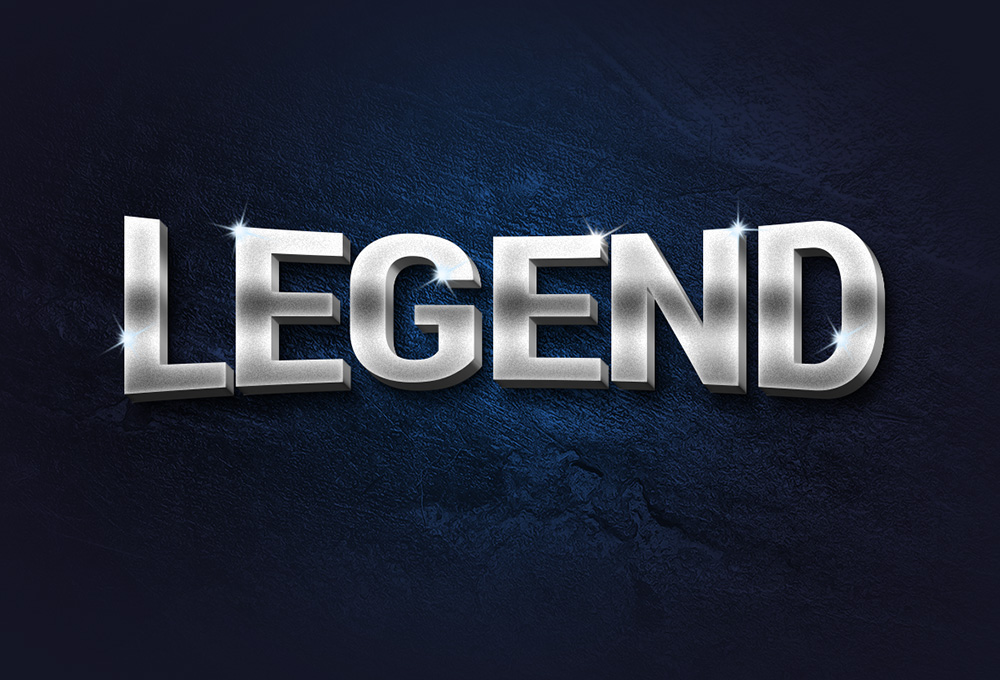 Legend 3D Metal Text Effect GraphicsFuel