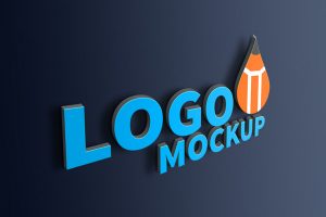 realistic 3d logo mockup psd free download