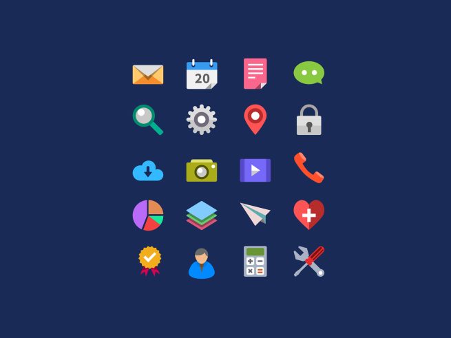 20 Flat Icons (PSD) - Graphicsfuel