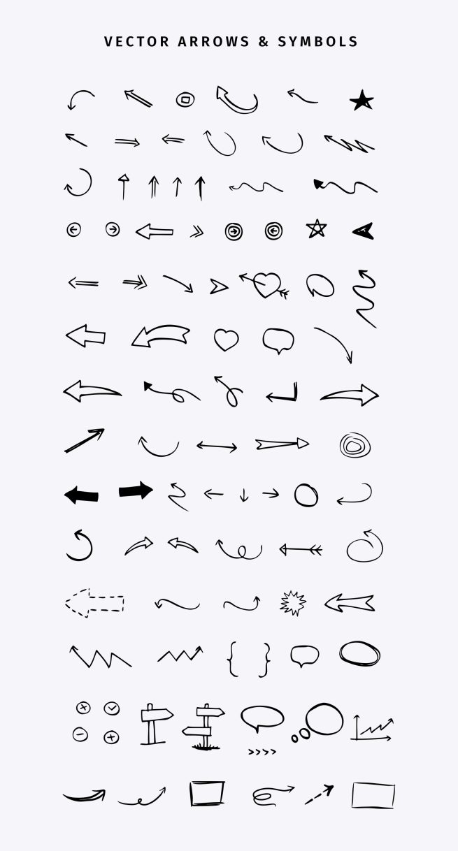90 Hand Drawn Arrow And Symbol Photoshop Brushes - Graphicsfuel