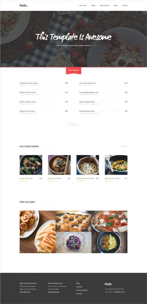 Free HTML5/CSS3 Restaurant Home Page Template GraphicsFuel