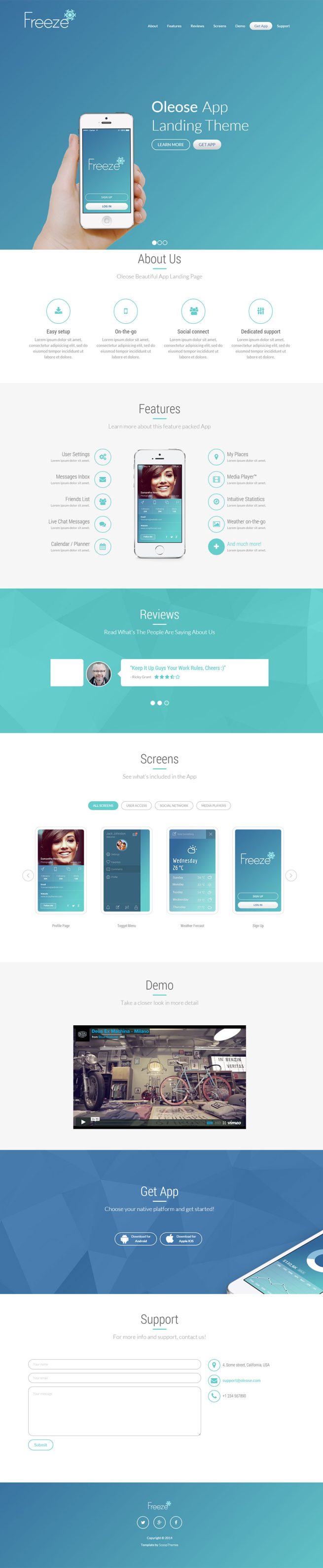 Oleose: Free App Bootstrap Landing Page - GraphicsFuel