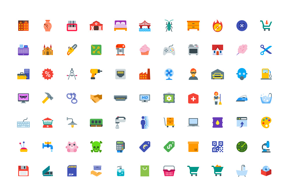 100 Free Flat Color Icons - Graphicsfuel