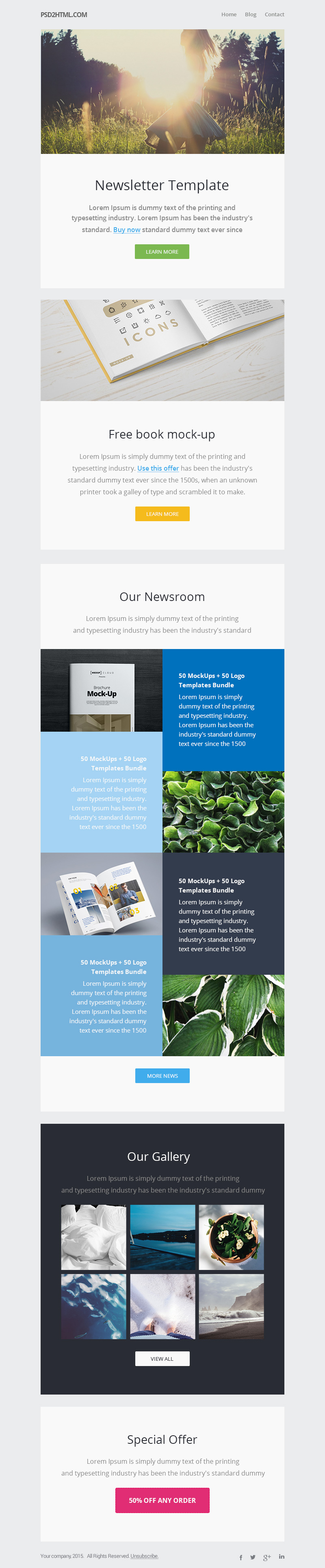 Download Free Newsletter Template Psd Html Graphicsfuel