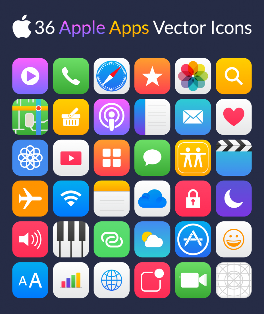 36 Apple Apps Vector Icons - Graphicsfuel