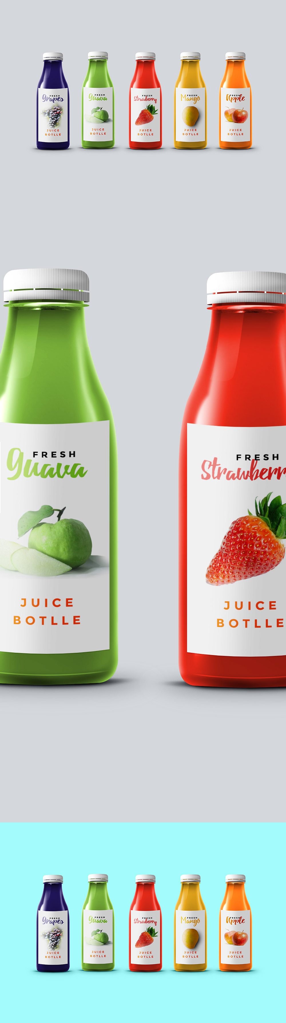13 Juice & Smoothie Bottles PSD Mockups