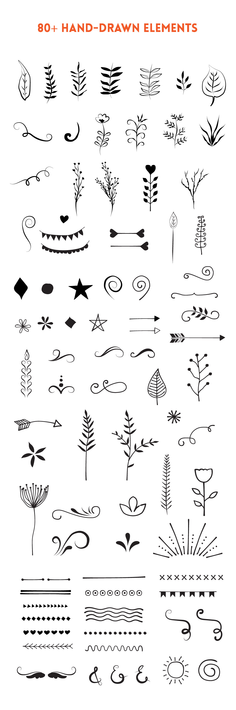 80+ Free Hand-Drawn Vector Elements - GraphicsFuel