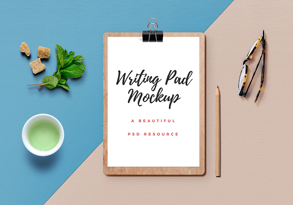 Wooden Writing Pad Mockup PSD