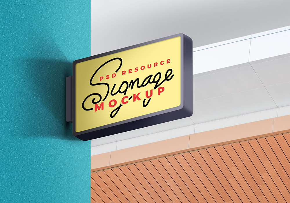 Store Wall Signage Mockup PSD