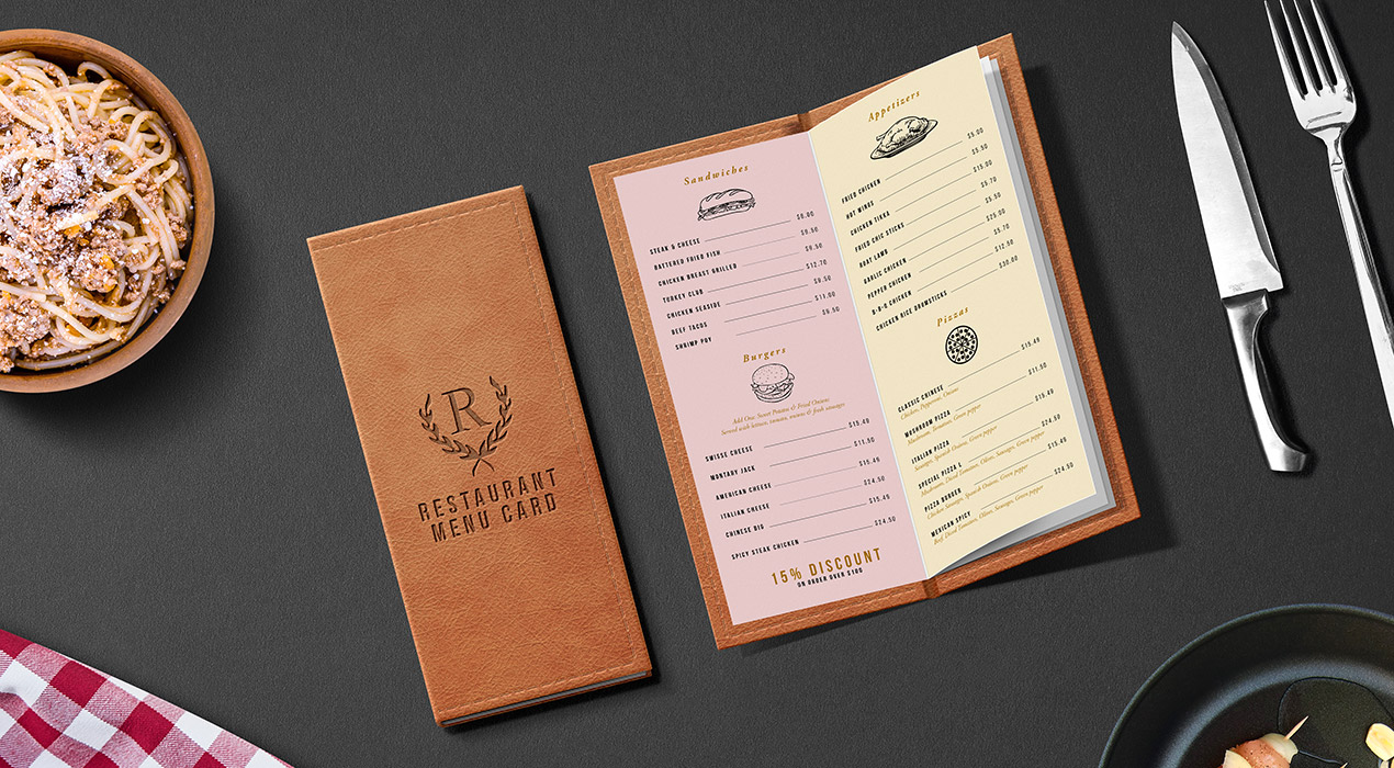 Restaurant Menu Card Mockup PSD Graphicsfuel