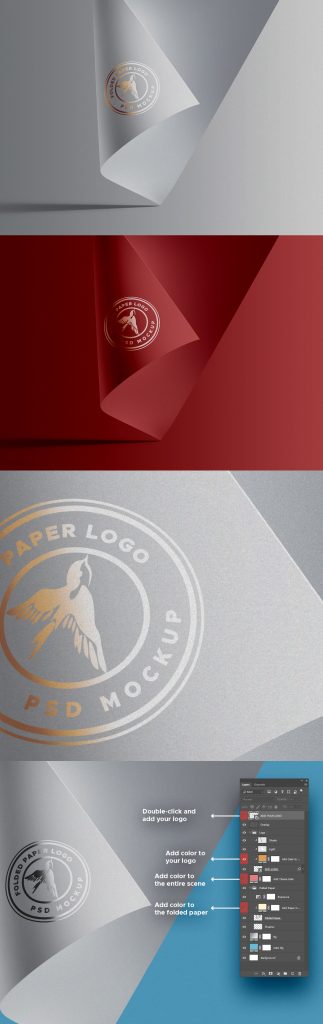 Folded Paper Logo Mockup - GraphicsFuel