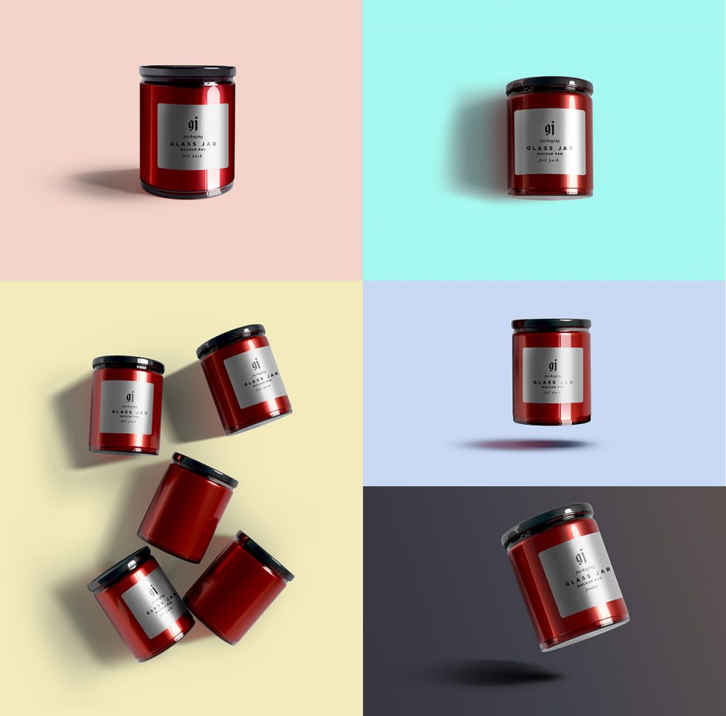 Glass Jar PSD Mockups Full Set - GraphicsFuel