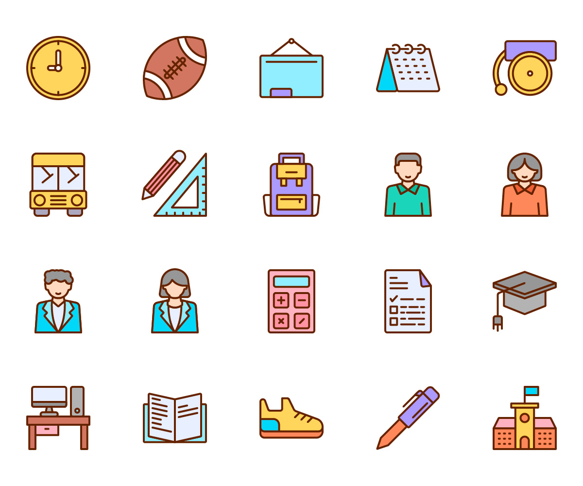 Back To School Vector Color Icons