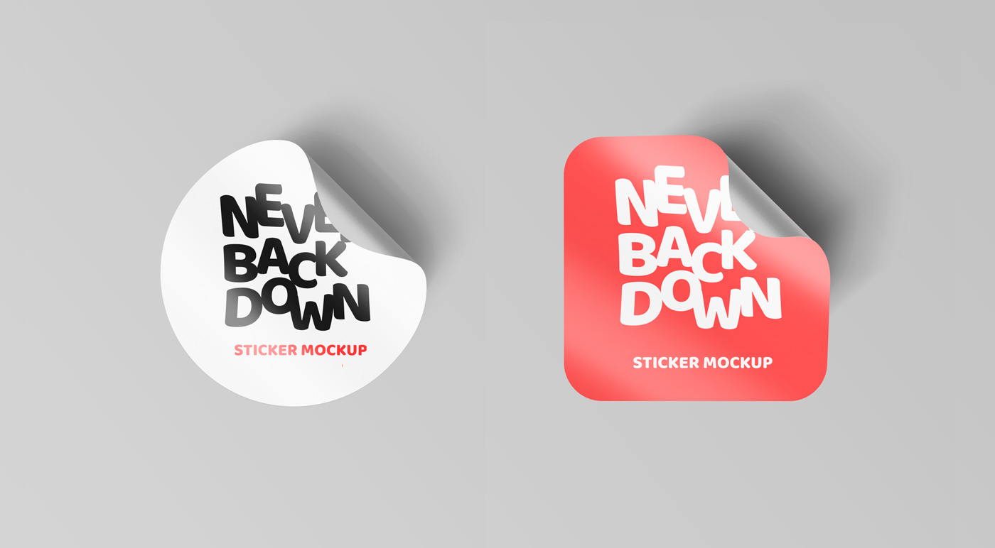 Download Curl Edged Sticker Mockups Graphicsfuel