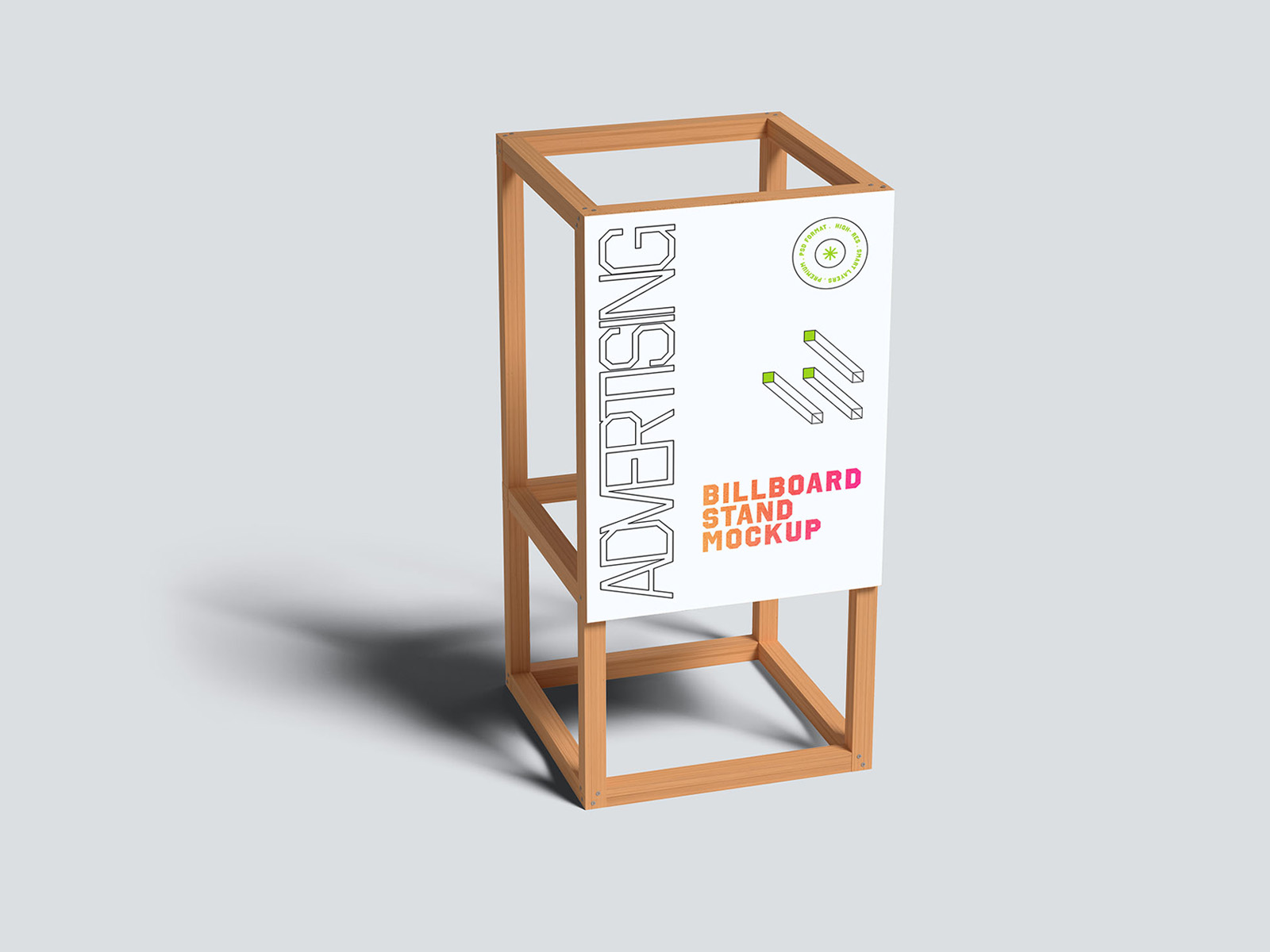 Wooden frame advertising poser mockup