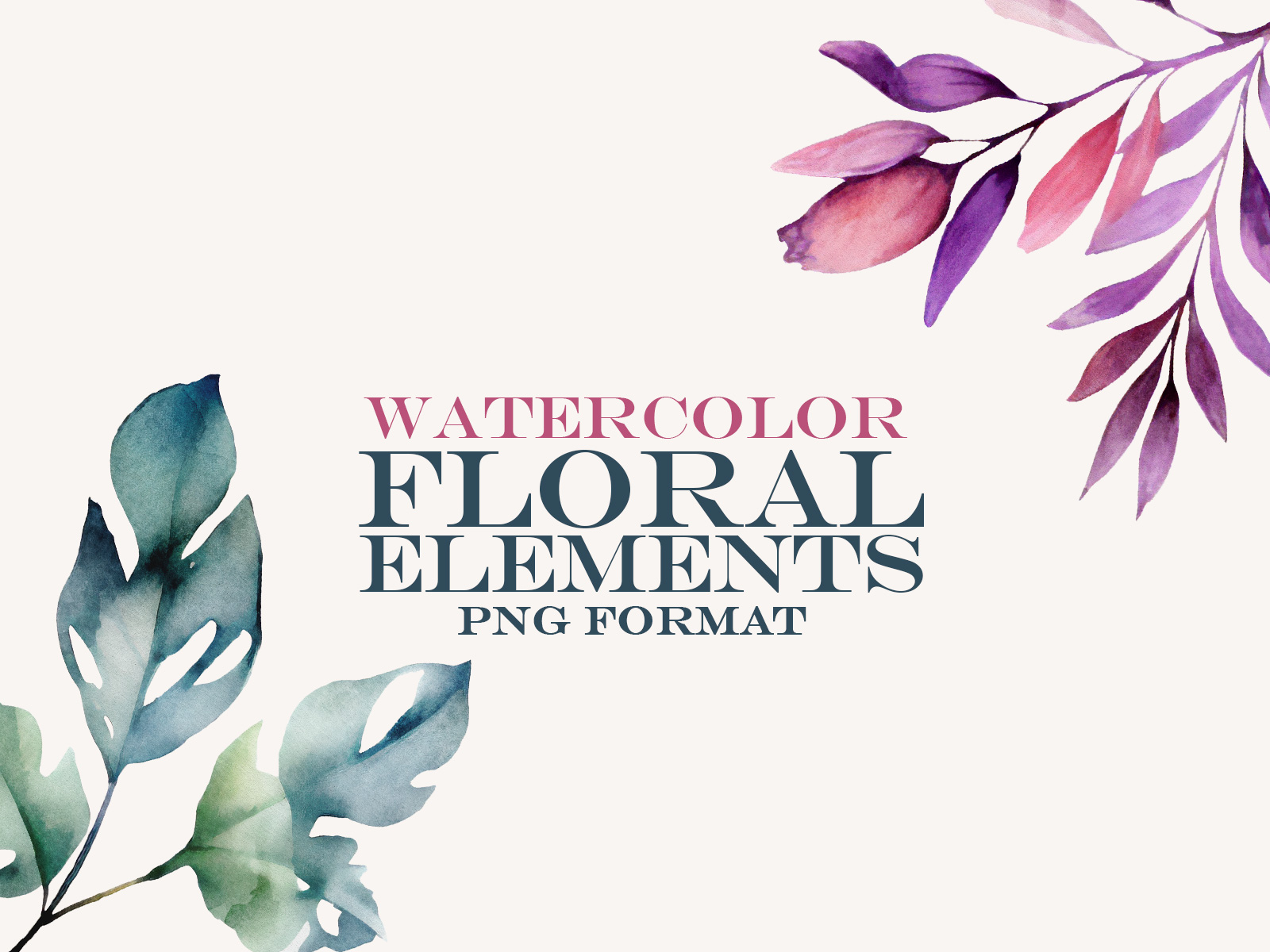 Watercolor floral elements