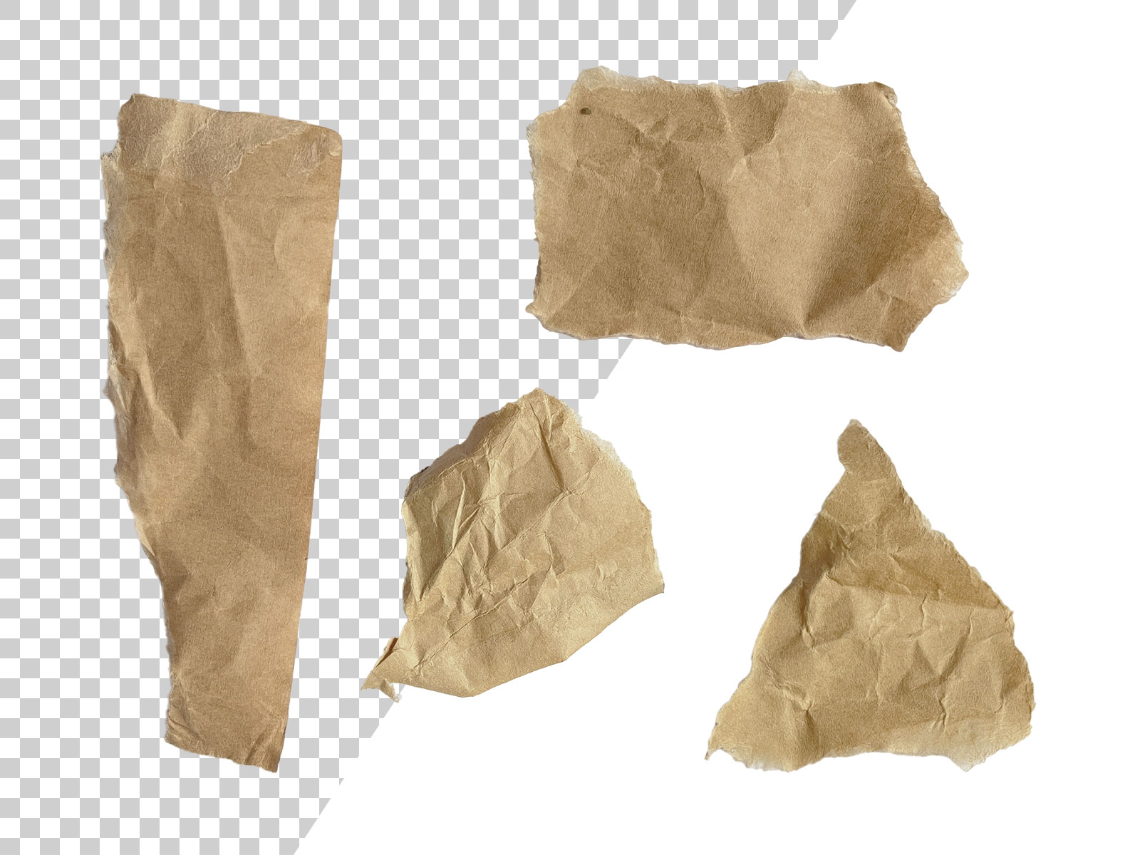 Torn Brown Paper Pieces Isolated On Transparent Background - Graphicsfuel