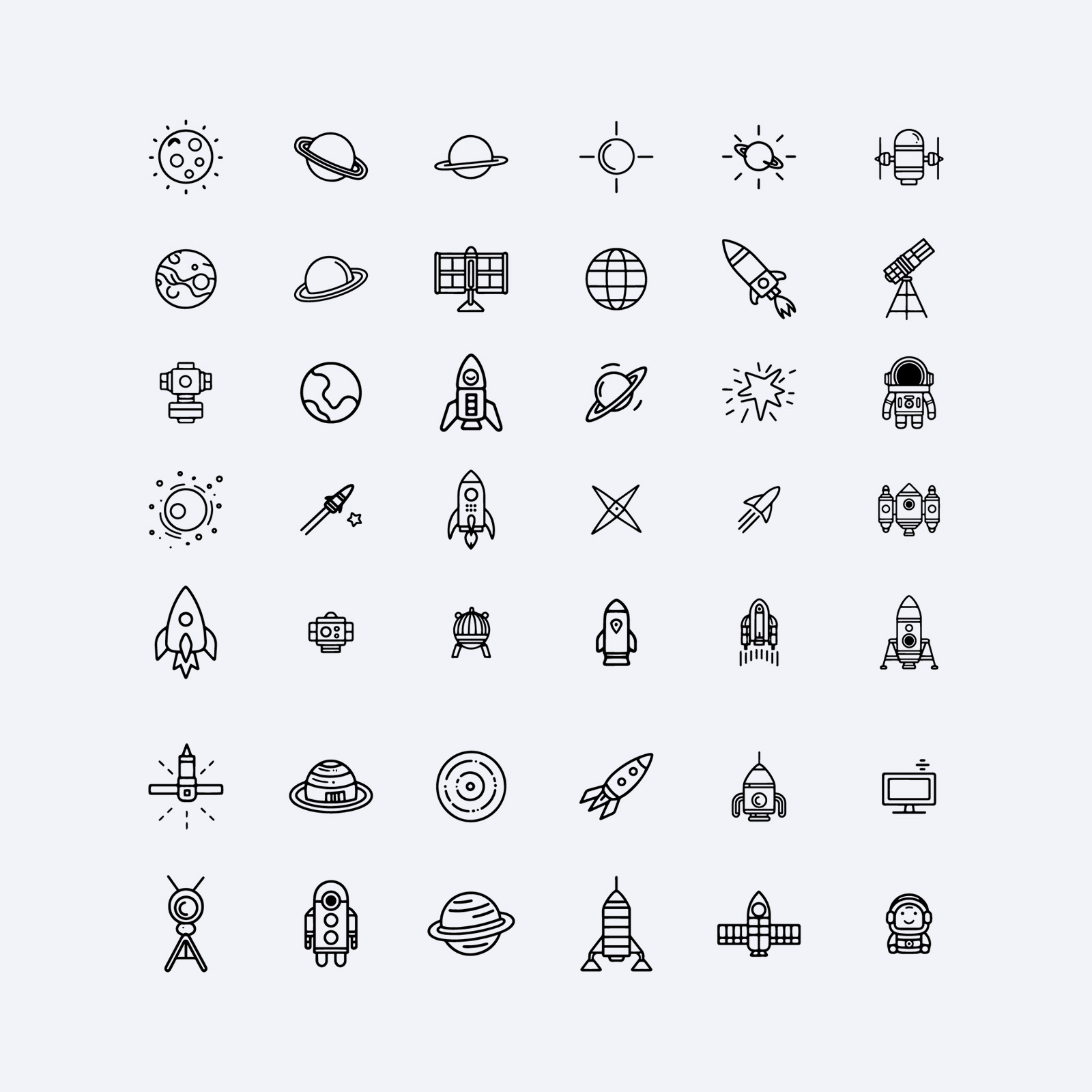 Vector outline space icons