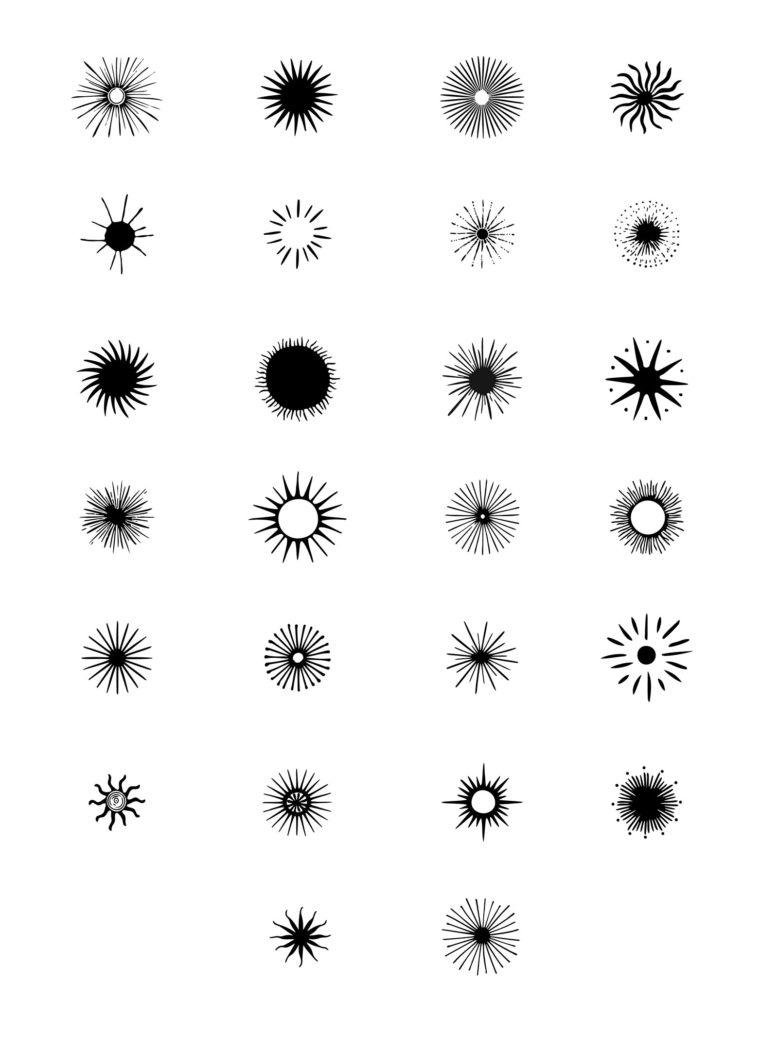 Hand Drawn Sunburst Vector Elements