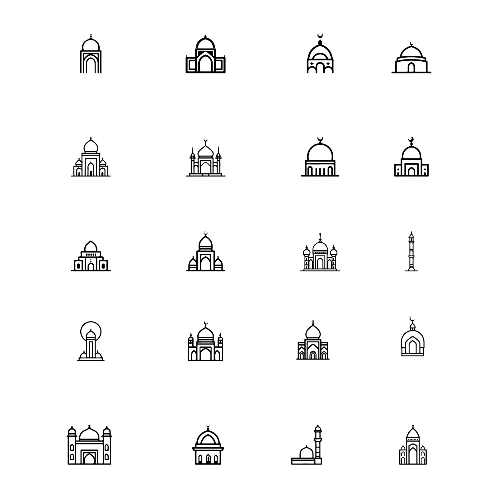 Vector Islamic Mosque Icons