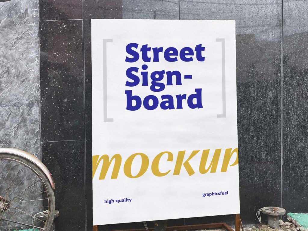 Free Urban Street Signboard Mockup