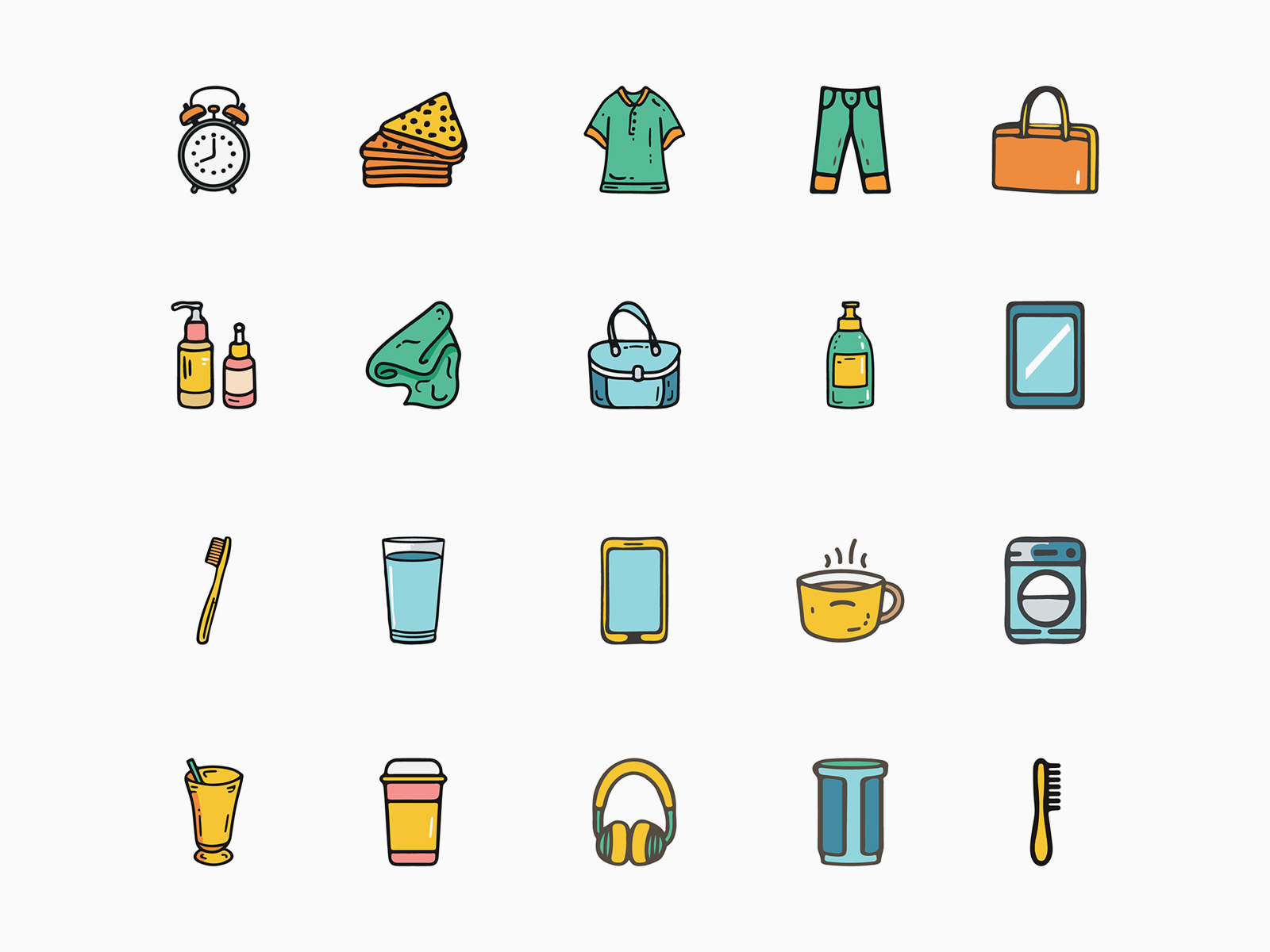 Hand-Drawn Style Daily Life Icons - Graphicsfuel