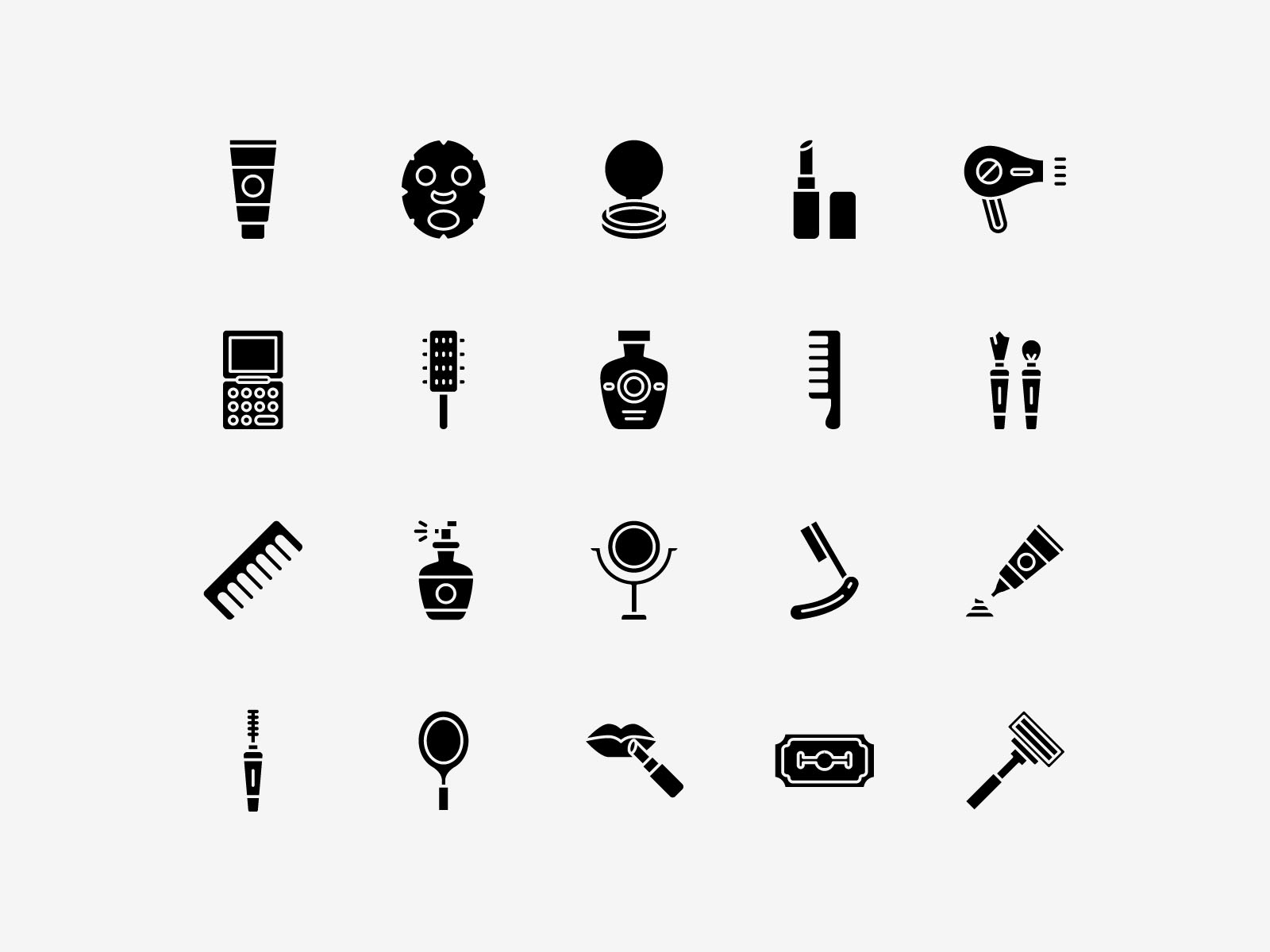 Beauty icons pack solid