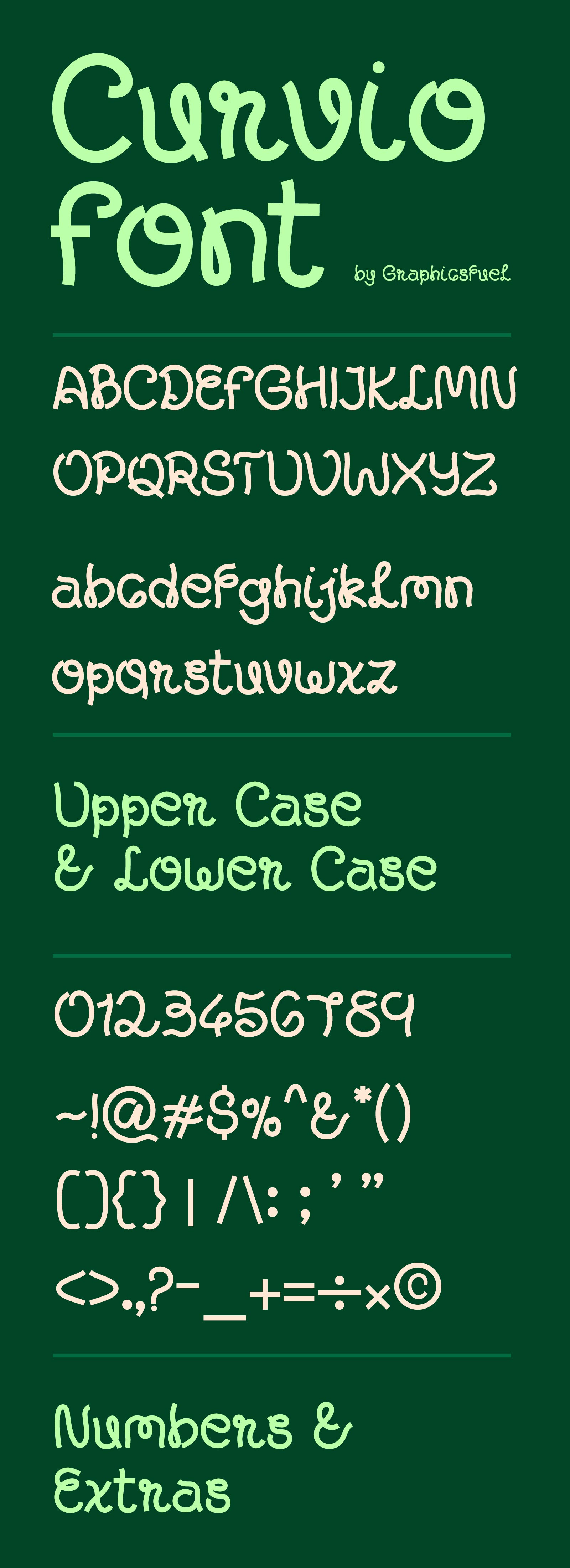 Curvio font uppercase and lowercase.