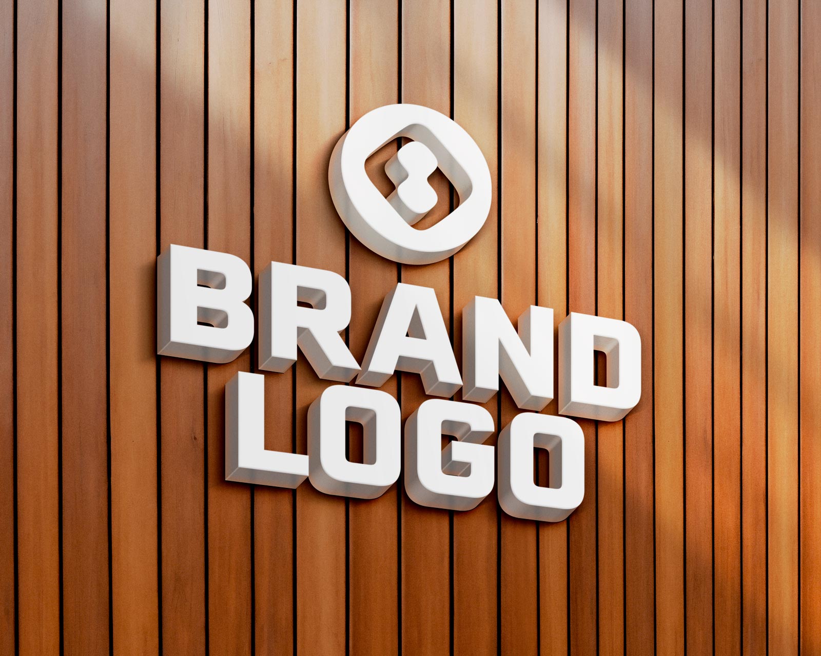 3D Logo Mockup On Wooden Panels Wall Background