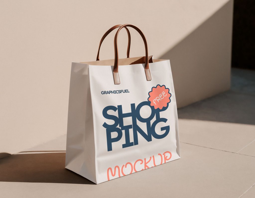 Standing Shopping Bag Mockup On Street Graphicsfuel