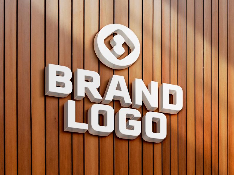 3D Logo Mockup On Wooden Panels Wall Background