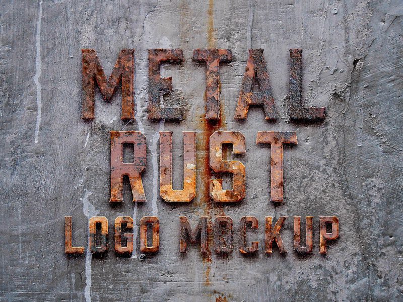 Metal Rust Logo Mockup PSD Template