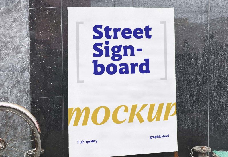 Free Urban Street Signboard Mockup