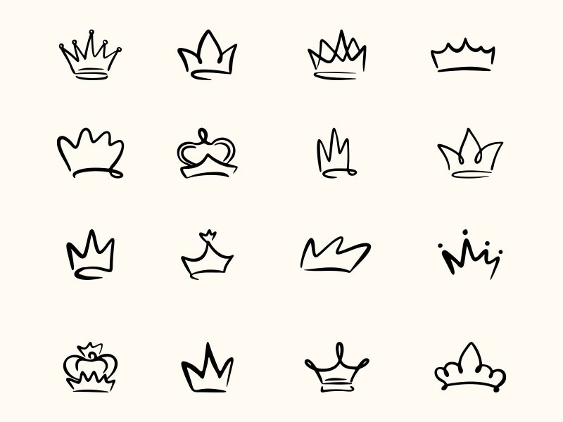 Hand-drawn Crown Doodle Vector Icons