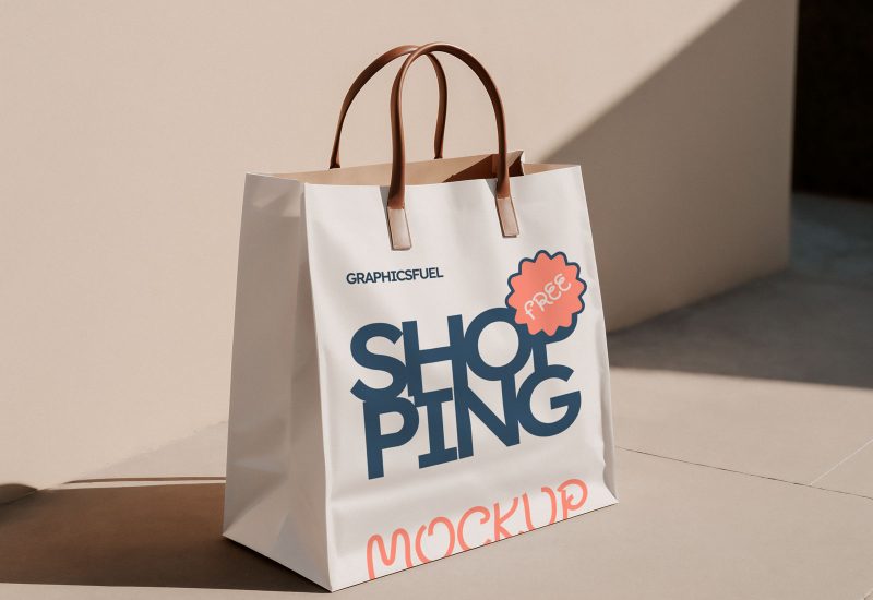 Shopping Bag Mockup On Street